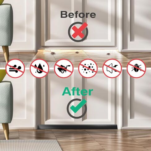 سدادة باب من Leondr مقاس 36 بوصة مقاومة للماء تحت الباب مانعة للضوضاء عازلة للصوت وقابلة للقطع شبه منحرف قوي لاصق للطقس وتجريد ختم الباب تحت الباب لتقليل الغبار واكتساح باب الهواء، أبيض in Kuwait