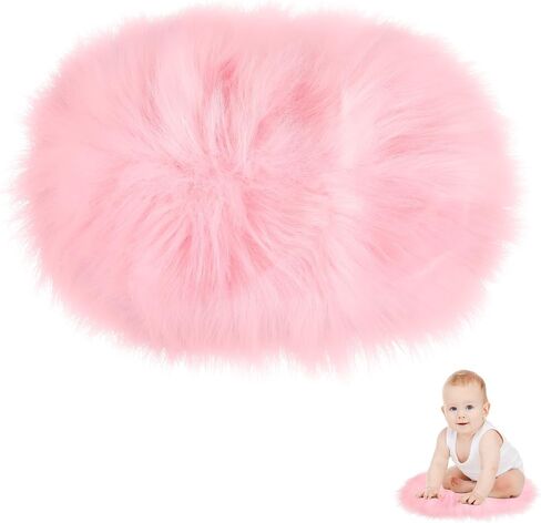 WLLHYF 12 Inches Mini Oval Faux Fur Rug Fluffy Area Rug Cushion Soft Chair Cover Small Area Mat Seat Pad Couch Pad Nail Mat for Cosmetics Ornament Nail Art Photographing Background of Jewelry in Kuwait