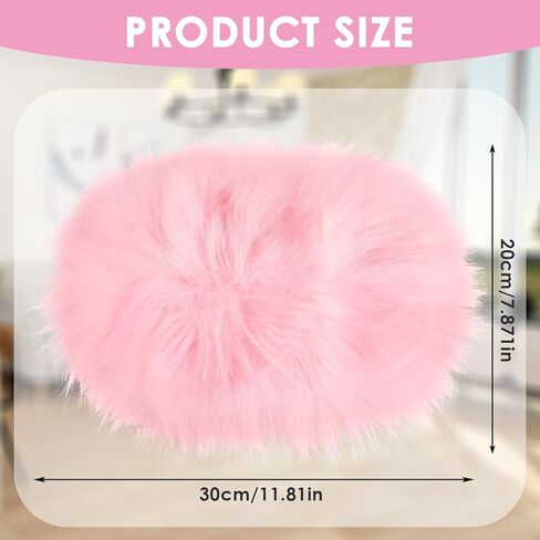 WLLHYF 12 Inches Mini Oval Faux Fur Rug Fluffy Area Rug Cushion Soft Chair Cover Small Area Mat Seat Pad Couch Pad Nail Mat for Cosmetics Ornament Nail Art Photographing Background of Jewelry in Kuwait