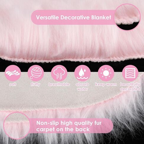 WLLHYF 12 Inches Mini Oval Faux Fur Rug Fluffy Area Rug Cushion Soft Chair Cover Small Area Mat Seat Pad Couch Pad Nail Mat for Cosmetics Ornament Nail Art Photographing Background of Jewelry in Kuwait