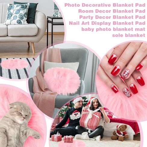 WLLHYF 12 Inches Mini Oval Faux Fur Rug Fluffy Area Rug Cushion Soft Chair Cover Small Area Mat Seat Pad Couch Pad Nail Mat for Cosmetics Ornament Nail Art Photographing Background of Jewelry in Kuwait