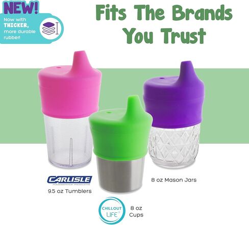 Silicone Sippy Cup Lids - Spill Proof, Fits Any Cup, BPA-Free, Durable & Soft for Babies & Toddlers, Quick to Attach - 5 Pack Silicone Lids for Cups (Purple, Pink, Green, Orange, Teal) in Saudi Arabia