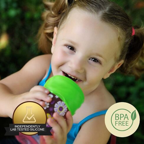 Silicone Sippy Cup Lids - Spill Proof, Fits Any Cup, BPA-Free, Durable & Soft for Babies & Toddlers, Quick to Attach - 5 Pack Silicone Lids for Cups (Purple, Pink, Green, Orange, Teal) in Saudi Arabia