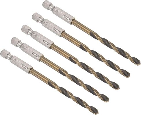 5 قطع من Kozelo لقمة مثقاب مطلية بالتيتانيوم مع ساق سداسية 1/4 بوصة - [5 مم × 105 مم] فولاذ عالي السرعة للإصدار السريع بنقطة انقسام 135 درجة لخشب الحديد وسبائك الألومنيوم in Kuwait