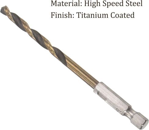 5 قطع من Kozelo لقمة مثقاب مطلية بالتيتانيوم مع ساق سداسية 1/4 بوصة - [5 مم × 105 مم] فولاذ عالي السرعة للإصدار السريع بنقطة انقسام 135 درجة لخشب الحديد وسبائك الألومنيوم in Kuwait