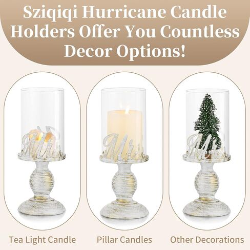Sziqiqi Pillar Candle Holders for Mr Mrs Bride Groom Wedding Table Centerpiece - Glass Hurricane Candle Holders for Pillars Disstressed Metal Candles Gifts for Couples Engagement Weddings in Saudi Arabia