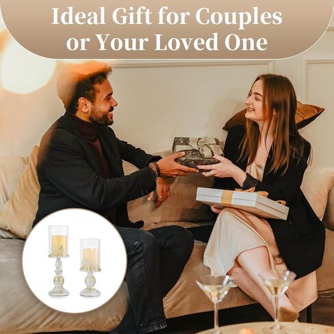 Sziqiqi Pillar Candle Holders for Mr Mrs Bride Groom Wedding Table Centerpiece - Glass Hurricane Candle Holders for Pillars Disstressed Metal Candles Gifts for Couples Engagement Weddings in Saudi Arabia