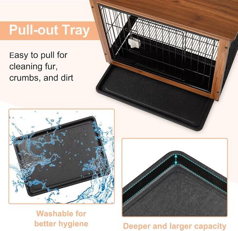 أثاث قفص خشبي للكلاب مقاس 31 بوصة، طاولة نهاية قفص الكلاب، أثاث بيت الكلب مع صينية قابلة للإزالة وقفل باب زنبركي، طاولة جانبية لقفص الكلاب على طراز الأثاث in Kuwait