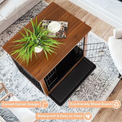 أثاث قفص خشبي للكلاب مقاس 31 بوصة، طاولة نهاية قفص الكلاب، أثاث بيت الكلب مع صينية قابلة للإزالة وقفل باب زنبركي، طاولة جانبية لقفص الكلاب على طراز الأثاث in Kuwait