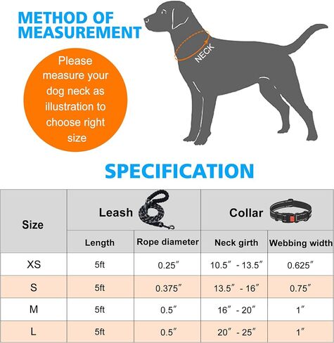 Ladoogo Heavy Duty Dog Leash - Comfortable Padded Handle, 5 ft Long - Dog Leashes for Small Medium Large Dogs (Leash+Collar M Neck 16"-20", Black) in Saudi Arabia