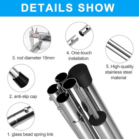 KOMCLUB Telescoping Tarp Poles Adjustable Tent Poles for Tarp Heavy-Duty Design Portable & Lightweight Fiberglass Tent Poles for Shelter Camping Awning 4 Sections Adjustable to 98.51 in(Set of 2) in Kuwait