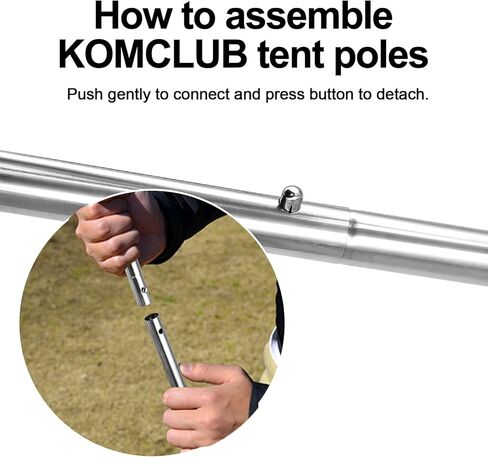 KOMCLUB Telescoping Tarp Poles Adjustable Tent Poles for Tarp Heavy-Duty Design Portable & Lightweight Fiberglass Tent Poles for Shelter Camping Awning 4 Sections Adjustable to 98.51 in(Set of 2) in Kuwait
