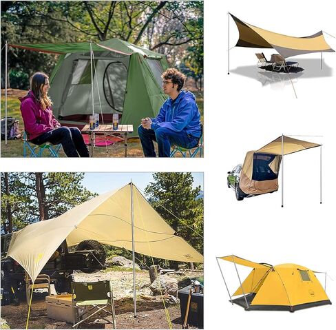 KOMCLUB Telescoping Tarp Poles Adjustable Tent Poles for Tarp Heavy-Duty Design Portable & Lightweight Fiberglass Tent Poles for Shelter Camping Awning 4 Sections Adjustable to 98.51 in(Set of 2) in Kuwait