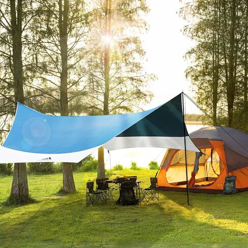 Forceatt 12x14FT Waterproof Camping Tarp with 2 Poles, Sun Shelter for Car, Tent, Hammock in Camping, Hiking, Backpacking, Garden and Traveling in Kuwait