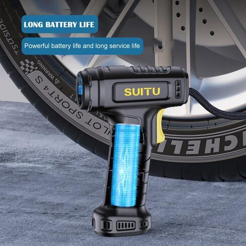 منفاخ الإطارات، مضخة هواء ضاغط هواء محمولة لإطارات السيارات، مع ضوء LED، مقياس ضغط بشاشة رقمية، للدراجات النارية، الدراجة الكهربائية والكرة in Kuwait