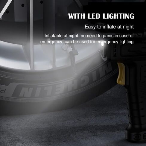 منفاخ الإطارات، مضخة هواء ضاغط هواء محمولة لإطارات السيارات، مع ضوء LED، مقياس ضغط بشاشة رقمية، للدراجات النارية، الدراجة الكهربائية والكرة in Kuwait