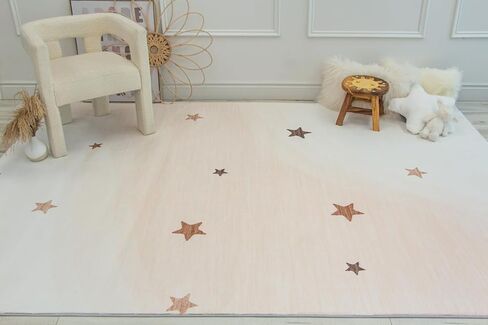 RUG BRANCH Soft Steps Playtime Kids Stars Playmat Cream Indoor Soft Area Rug for Boys & Girls in Playroom, Nursery, Bedroom - 8' x 11' (Exact Size: 7'7" X 10'10") in Kuwait