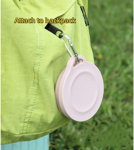 Reusable Foldable Silicone Water Cup, Portable Picnic Snacks Cup, Pocket Size Travel Cup Extensible, Collapsible Cups with Lid for Camping, Travel (Pink with Hook) in Saudi Arabia