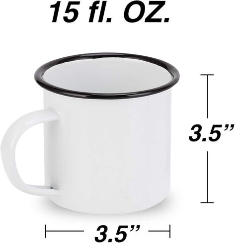 كوب من القصدير للتخييم من بارسيكس مع مقبض خارجي/داخلي، 15 أونصة سائلة 450 مل (عبوة بيضاء من قطعتين) in Kuwait