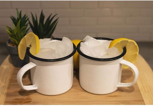 كوب من القصدير للتخييم من بارسيكس مع مقبض خارجي/داخلي، 15 أونصة سائلة 450 مل (عبوة بيضاء من قطعتين) in Kuwait