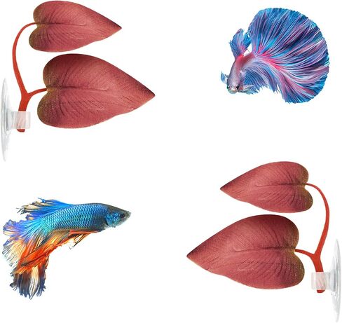 WishLotus Betta Leaf, 2 Pack Lightweight Realistic Betta Leaf Hammock Double Leaf Design Fish Tank Plant Decoration for Betta Habitat Aquarium Decoration Accessories (Yellow) in Kuwait