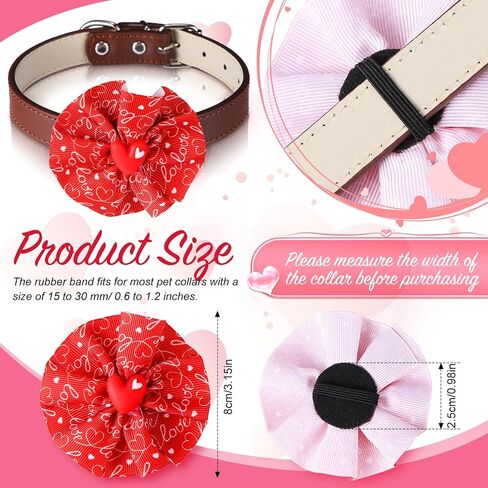 Sanwuta 80 Pieces Valentines Day Dog Collar Charms Heart Print Dog Bows Collar Collar Flower Bow Ties for Small Medium Large Dogs Cats Valentines Party Decoration Costume Supplies in Saudi Arabia