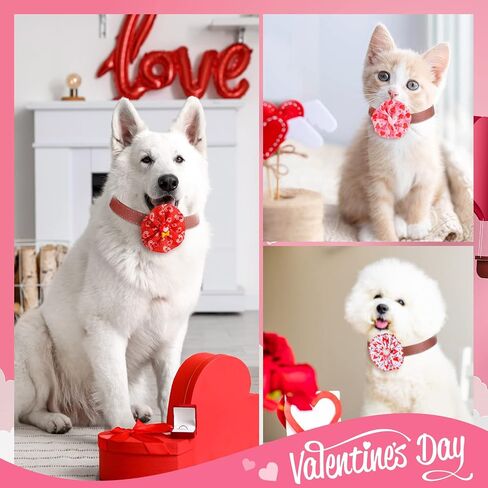 Sanwuta 80 Pieces Valentines Day Dog Collar Charms Heart Print Dog Bows Collar Collar Flower Bow Ties for Small Medium Large Dogs Cats Valentines Party Decoration Costume Supplies in Saudi Arabia