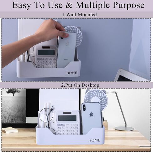 رف بجانب السرير، ملحق منظم رف تخزين بلاستيكي صغير يثبت على الحائط اللاصق للهاتف المحمول، القراءة GL، التحكم عن بعد، سماعة أذن | رائعة للمنزل والمكتب والمسكن (نوع الصندوق) in Kuwait