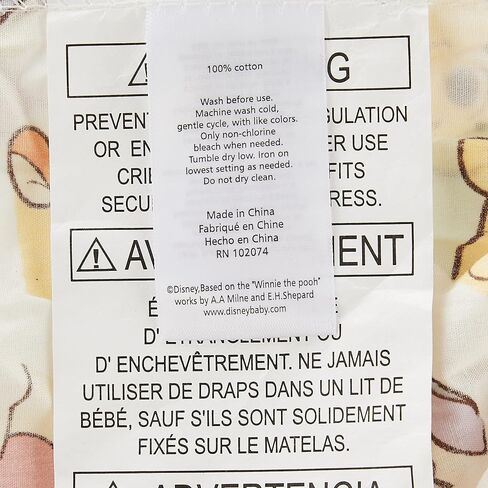 Disney Winnie The Pooh Classic Pooh 100% Cotton Fitted Crib Sheet in Ivory, Butter, Aqua and Orange in Saudi Arabia