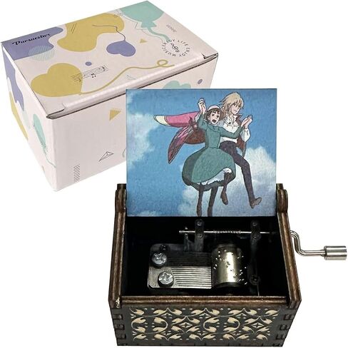 Pursuestar HowlMoving Castle-Merry Go Round of Life صندوق الموسيقى الخشبي، صندوق موسيقي خشبي عتيق لحفلات الزفاف وعيد الحب وعيد الميلاد ورأس السنة الجديدة in Kuwait