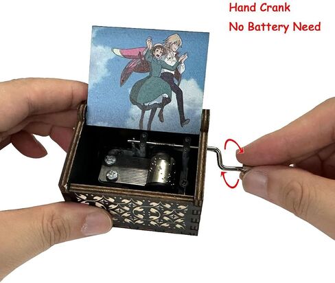 Pursuestar HowlMoving Castle-Merry Go Round of Life صندوق الموسيقى الخشبي، صندوق موسيقي خشبي عتيق لحفلات الزفاف وعيد الحب وعيد الميلاد ورأس السنة الجديدة in Kuwait