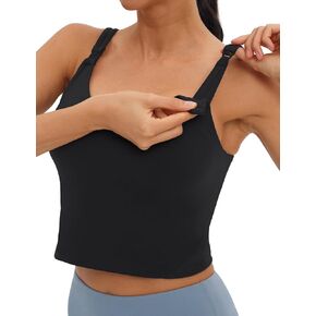 Foucome Womens Nursing Bras for Breastfeeding Maternity Tank Tops Crop Top with Built in Bra Longline Workout Sports Bra in Kuwait