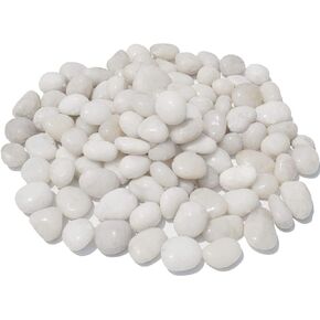 M-jump 1 رطل 2.54 سم - 5.08 سم الأحجار الزخرفية الطبيعية الحصى البيضاء المصقول تستخدم في الأواني الزجاجية، مثل المزهريات والأحواض المائية لتعزيز المظهر in Kuwait