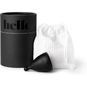 The Hello Cup Small / Medium Menstrual Cup, BPA Free, Reusable, Hypoallergenic, Recyclable, Medical Grade TPE, No Silicone, No Rubber, No Latex, Long Lasting, Smooth & Comfortable, S / M 1 ct. Black in Kuwait