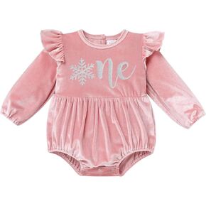 FYMNSI Infant Toddler Baby Girl Velvet Romper Solid Color Long Sleeve Jumpsuit Bodysuit Tops Birthday Clothes Fall Outfit in Saudi Arabia