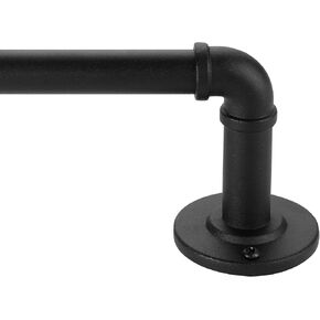 قضبان ستائر صناعية ريفية للنوافذ من 66 إلى 120 بوصة، لفافة تعتيم حول قضيب الستارة، للداخلية والخارجية، تصميم عصري بسيط، قطر قضيب 5/8 بوصة، من 86 إلى 120 بوصة، أسود in Kuwait