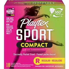 Playtex Sport Compact Tampons Regular Absorbency, Unscented, 18 Count in Saudi Arabia