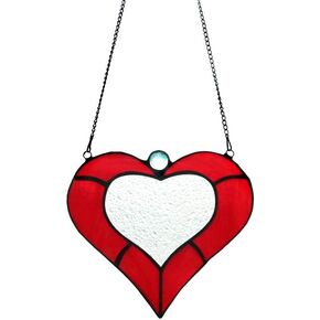 كارهويموي معلقة نافذة زجاجية ملونة على شكل قلب احمر جميل، نمط تيفاني من الزجاج الملون على شكل قلب للوحة النافذة لتزيين المنزل in Kuwait