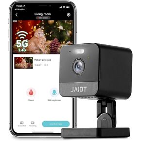 كاميرا JAIOT 2024 الجديدة 5G WiFi الداخلية، كاميرا 2K للحيوانات الأليفة مع تطبيق الهاتف، كاميرات 5G&2.4G لأمن المنزل، رؤية ليلية ملونة، كشف الحركة، سهلة الضبط، صوت ثنائي الاتجاه، تعمل مع Alexa in Kuwait
