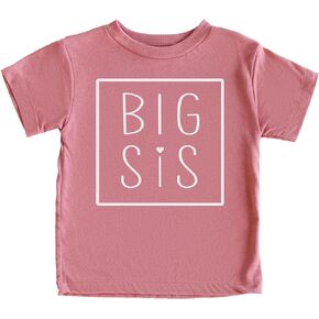 قميص إعلان Olive Loves Apple Big Sis Square Sibling لملابس الأخوة والرضع والأطفال الصغار