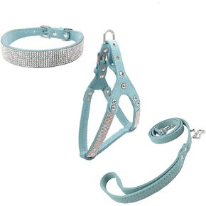 Dog Collar & Harness & Lead Sets Fashion Dog Collar Diamante with Harness & Leashes Comfortable Soft Collar Harness and Leashes Set for Dog - Pink - XS