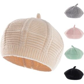 Baby Beret Hat Toddler Winter Knitted Beanie Cap Little Girls Stylish Warm Hat for 0~3 Years in Kuwait