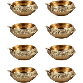 Hashcart Diwali Diyas Brass Diya for Pooja Kuber Diya [ Pack of 2 Pc ] Diya Lamp for Puja - Kutthu vilakku nilakku Deepam for Diwali Decorations - Diwali Gifts in Kuwait