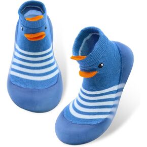 Dexspoeny 1 Pair Baby First Walking Shoes, Baby Socks Shoes Boys/Girls Walkers Shoes Non-Skid Slipper Shoes with Soft Rubber Sole Toddle Sneaker Yellow,Blue in Kuwait