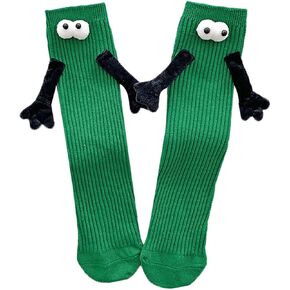 ARTSIM Magnetic Hand Holding Socks for Couple Friends Kids 3D Doll Mid-Tube Cute Hand in Hand Socks Novelty Xmas Socks