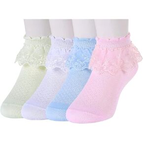 sockfun Baby Ruffle Socks, Newborn Frilly Lace Socks for Toddler Infant Kids Girl