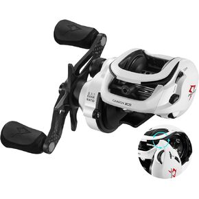 بكرة صيد السمك من Piscifun Carbon XCS، بكرة صيد الطعم، 5.5 أونصة، نسبة تروس 8.1:1 ونظام فرامل مزدوج، بكرة صب ناعمة بإطار من الكربون، أسود كربوني/أبيض غير لامع in Kuwait