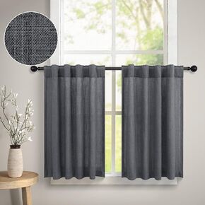 Dancurton White Kitchen Window Curtains Over Sink 36 Inch Length for Small Bathroom 2 Tier Short Linen Cafe Curtain for Dining Room Playhouse School Dorm Doorway Basement 30x36 in Long Back Tab Pocket in Kuwait