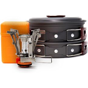 VINQLIQ التخييم نار الطبخ الفوضى كيت المطبخ معدات الطبخ مجموعة خفيفة الوزن دائم وعاء مجموعات معدات حقيبة الظهر في الهواء الطلق ، حقيبة الظهر ، المشي لمسافات طويلة ، نزهة in Kuwait