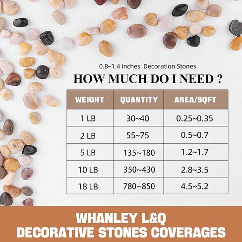 WHANLEY L&Q 5 LB أحجار زخرفية (0.8-1.4 بوصة) حصى مصقولة، صخور للنباتات، أحجار المناظر الطبيعية، حشو المزهرية، حصى حوض السمك، صخور النهر، الحصى للداخلية، الصخور، حصى خزان الأسماك in Saudi Arabia
